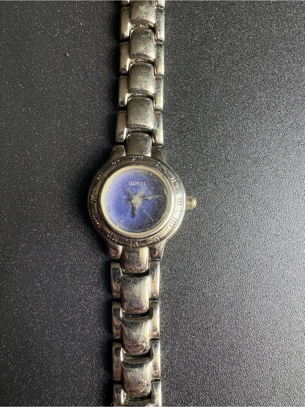 GUESS Silver Tone Ladies Bracelet Watch with Blue Dial
